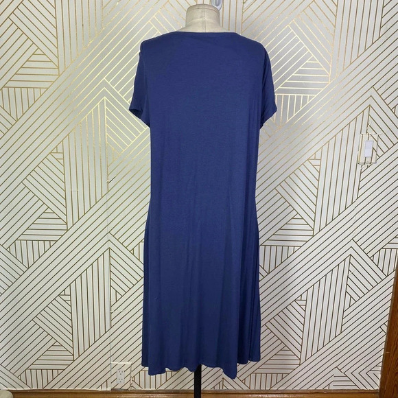 Peruvian Connection Solstice T-Shirt Short Sleeve Dress in Blue Size US Large - Picture 7 of 10